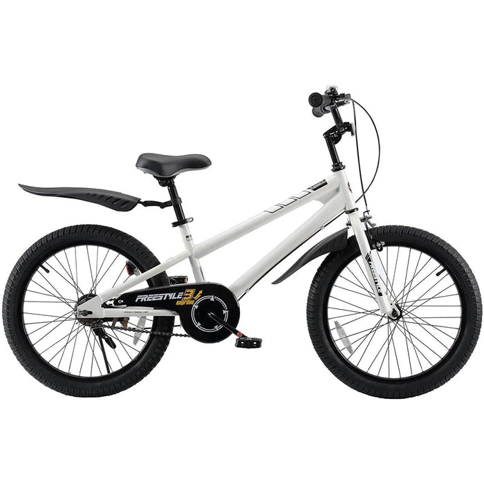 RoyalBaby Freestyle 20 Inch Kids Bicycle with Kickstand and Water Bottle, White