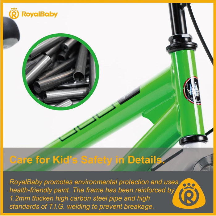 RoyalBaby Freestyle Kids 20 Inch Bike with Kickstand, Bell and Reflectors, Green