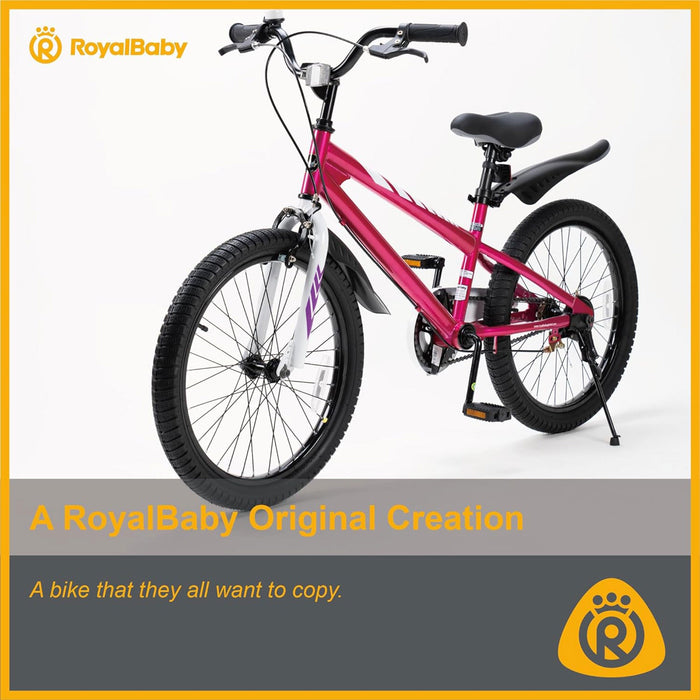 RoyalBaby Freestyle 20" Kids Bicycle with Kickstand and Water Bottle, Fuchsia