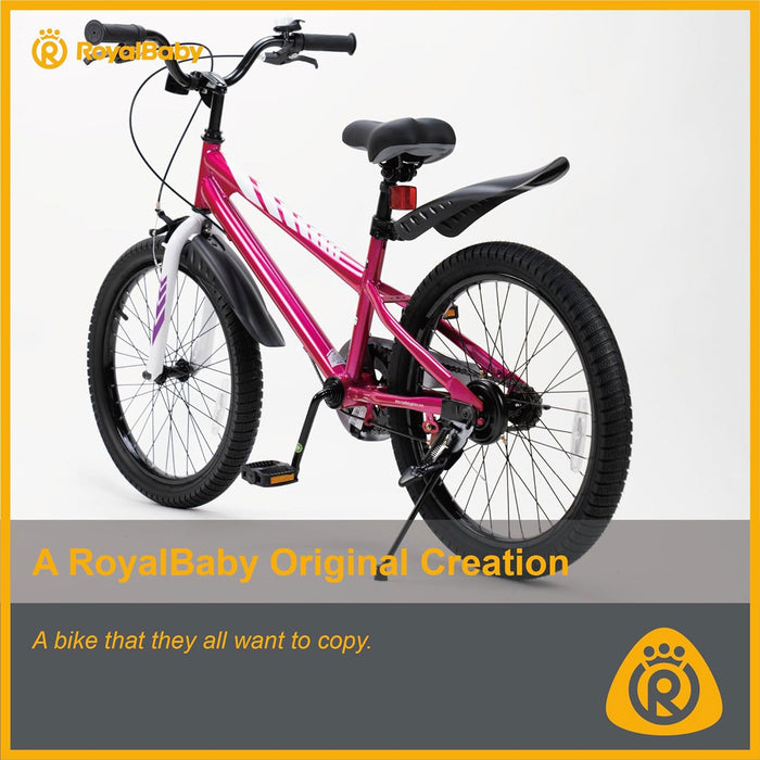 RoyalBaby Freestyle 20" Kids Bicycle with Kickstand and Water Bottle, Fuchsia