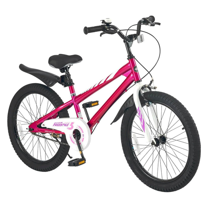 RoyalBaby Freestyle 20" Kids Bicycle with Kickstand and Water Bottle, Fuchsia