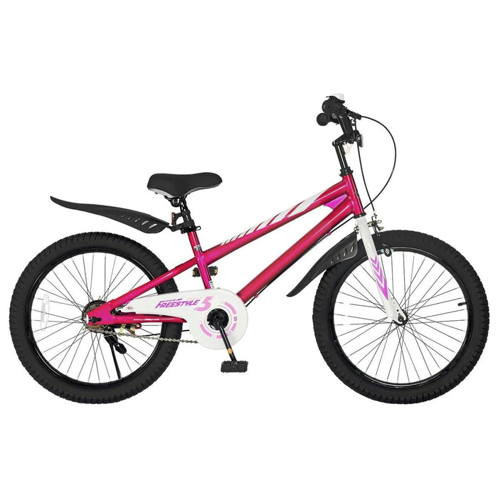 RoyalBaby Freestyle 20" Kids Bicycle with Kickstand and Water Bottle, Fuchsia