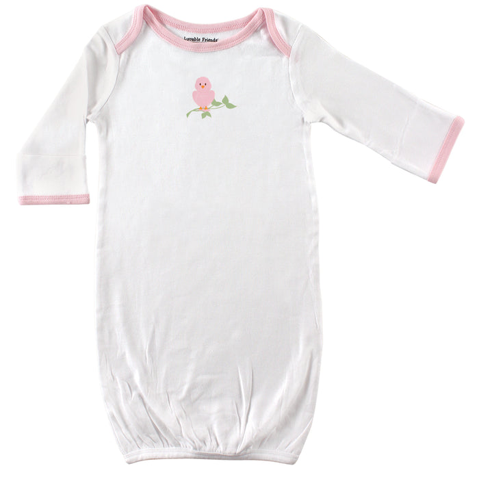 Luvable Friends Baby Girl Cotton Gowns, Bird 0-6 Months