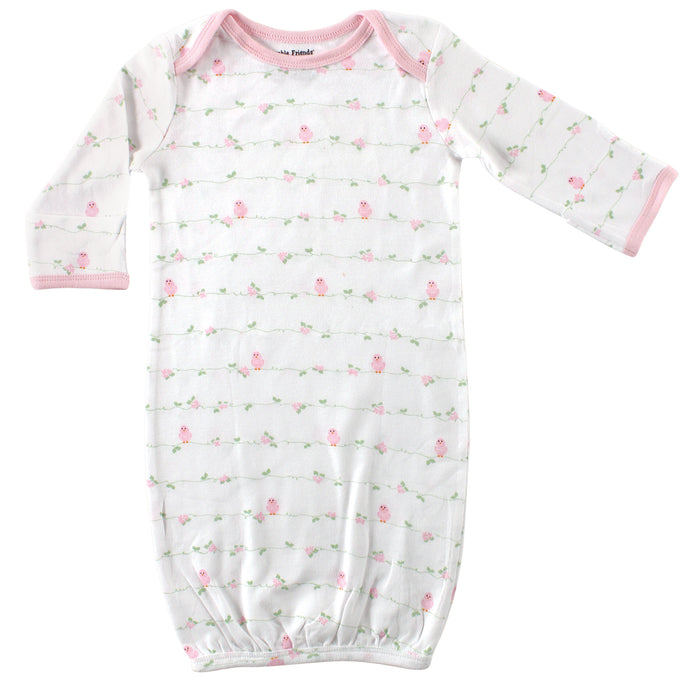 Luvable Friends Baby Girl Cotton Gowns, Bird 0-6 Months