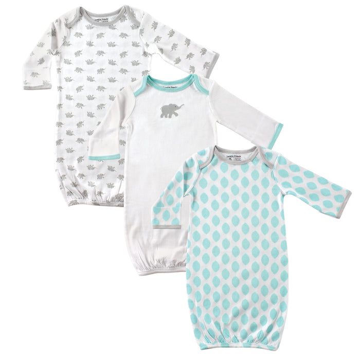 Luvable Friends Unisex Baby Cotton Gowns, Elephant, Preemie-Newborn