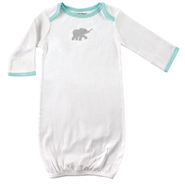 Luvable Friends Baby Unisex Cotton Gowns, Elephant, 0-6 Months