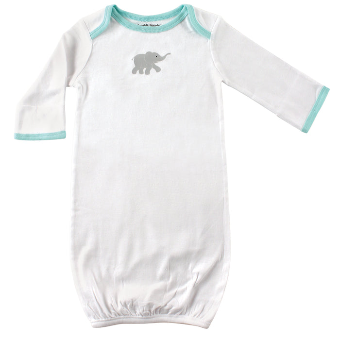 Luvable Friends Unisex Baby Cotton Gowns, Elephant, Preemie-Newborn