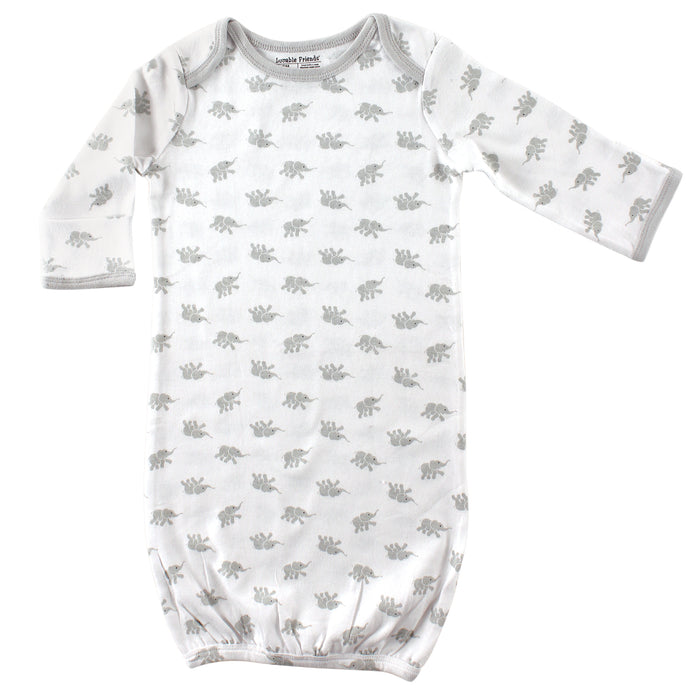 Luvable Friends Baby Unisex Cotton Gowns, Elephant, 0-6 Months