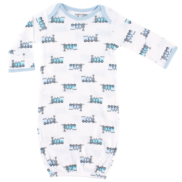 Luvable Friends Infant Boy Cotton Gowns, Train, Preemie-Newborn