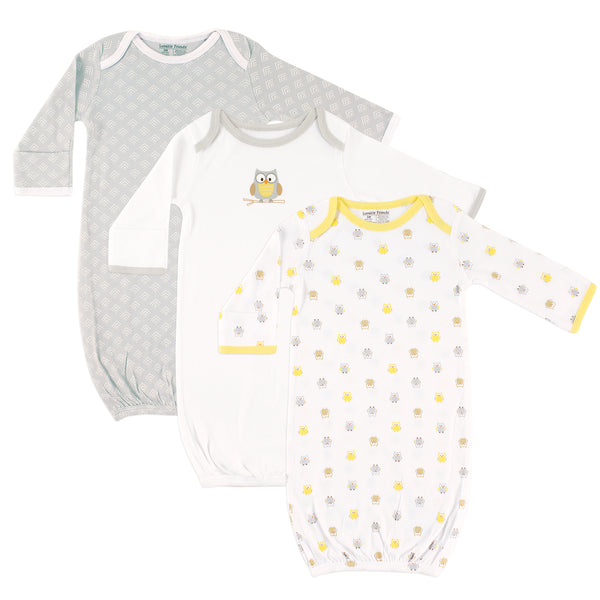 Luvable Friends Cotton Gowns, Owl, Preemie-Newborn