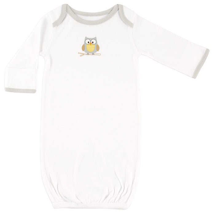 Luvable Friends Cotton Gowns, Owl, Preemie-Newborn