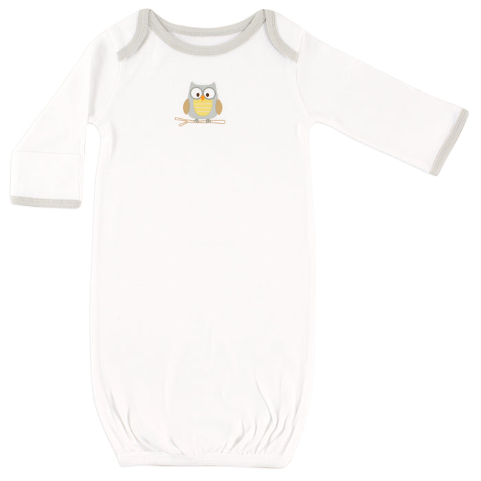 Luvable Friends Baby Unisex Cotton Gowns, Owl, 0-6 Months