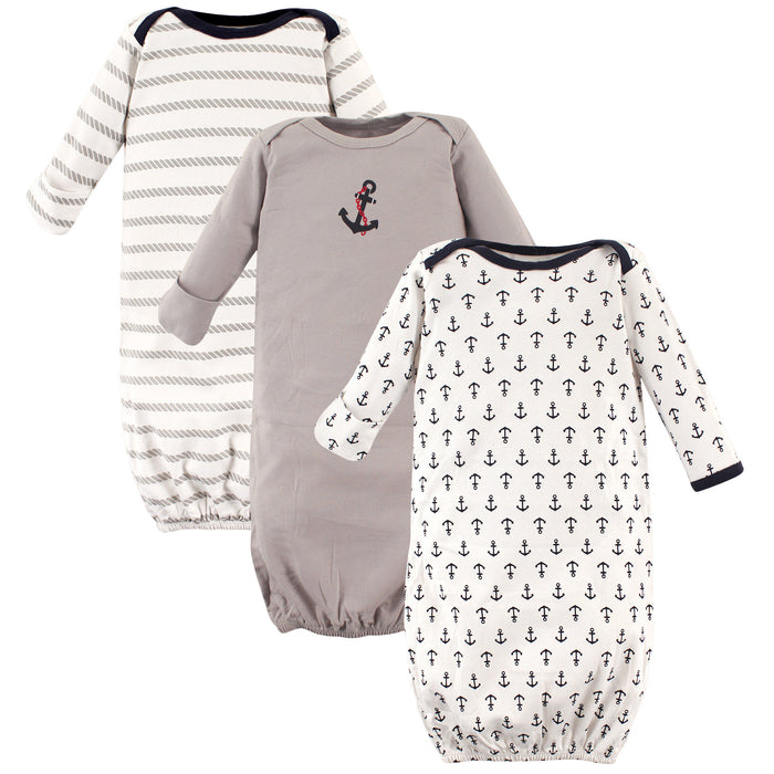 Luvable Friends Infant Boy Cotton Gowns, Boy Nautical, Preemie-Newborn
