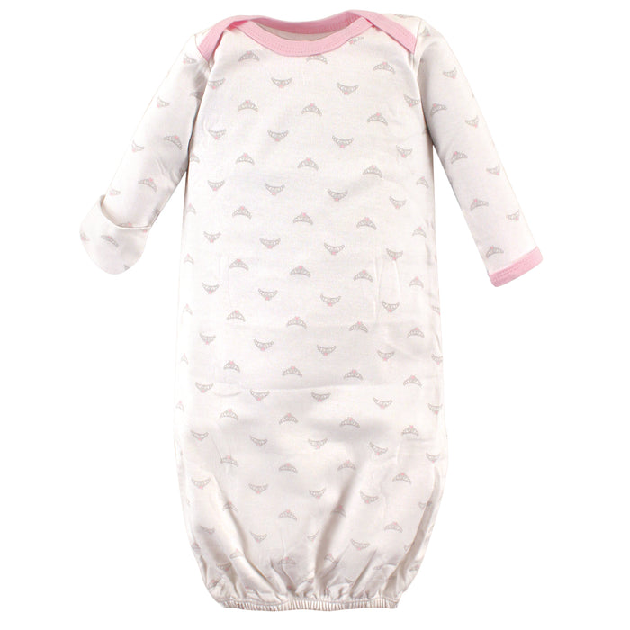 Luvable Friends Infant Girl Cotton Gowns, Tiara, Preemie-Newborn