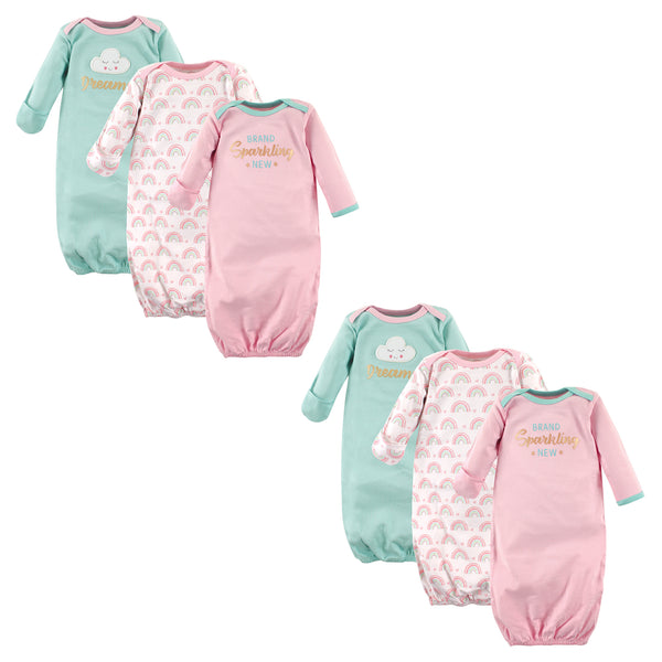 Luvable Friends Infant Girl Cotton Gowns, Dreamer 6-Piece,0-6 Months