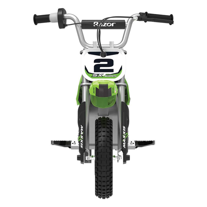 Razor SX350 McGrath Pneumatic Knobby Tires Electric Dirt Rocket Bike, Green