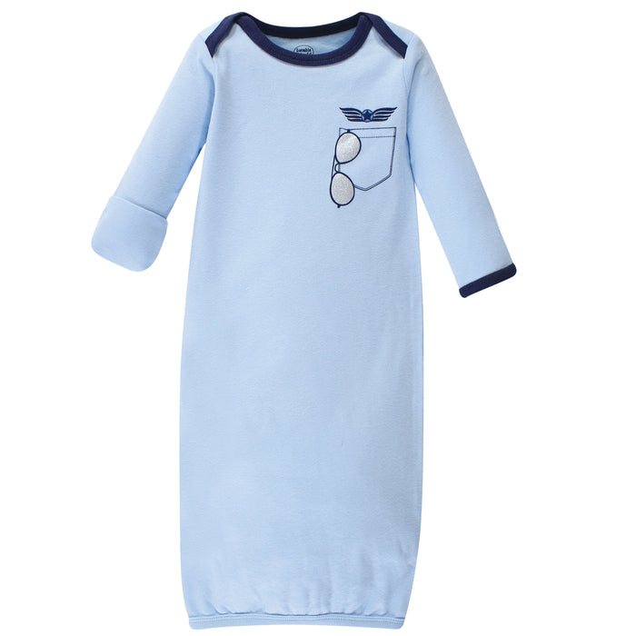 Luvable Friends Infant Boy Cotton Gowns, Airplane, Preemie-Newborn