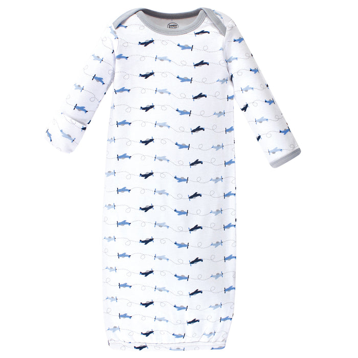 Luvable Friends Infant Boy Cotton Gowns, Airplane, Preemie-Newborn