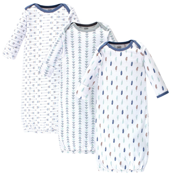 Luvable Friends Infant Boy Cotton Gowns, Boy Feathers, Preemie-Newborn