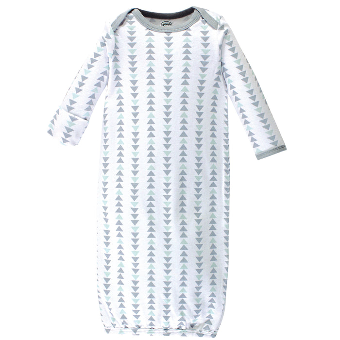 Luvable Friends Baby Boy Cotton Long-Sleeve Gowns 3-Pack, Boy Feathers, 0-6 Months