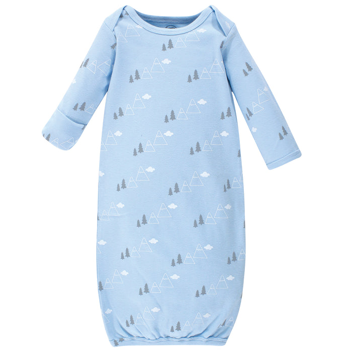 Luvable Friends Infant Boy Cotton Gowns, Wild and Free, Preemie-Newborn
