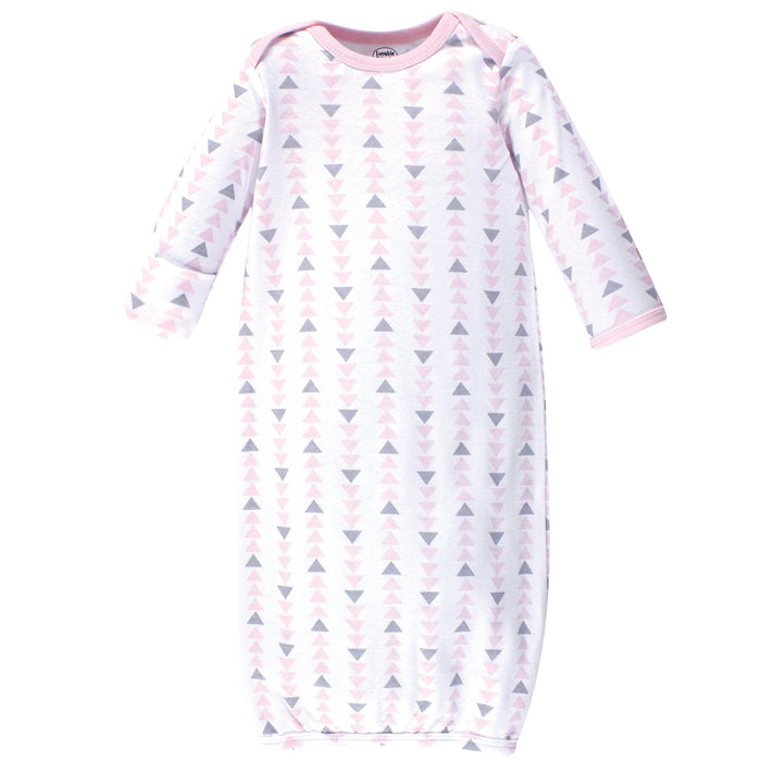 Luvable Friends Baby Girl Cotton Long-Sleeve Gowns 3 Pack, Girl Feathers0-6 Months