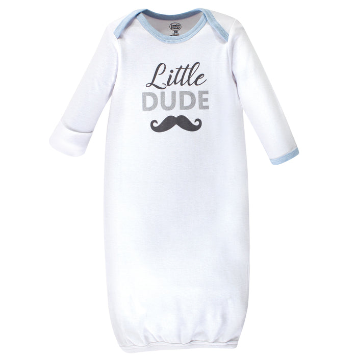 Luvable Friends Baby Boy Cotton Long-Sleeve Gowns 4-Pack, Little Dude, 0-6 Months