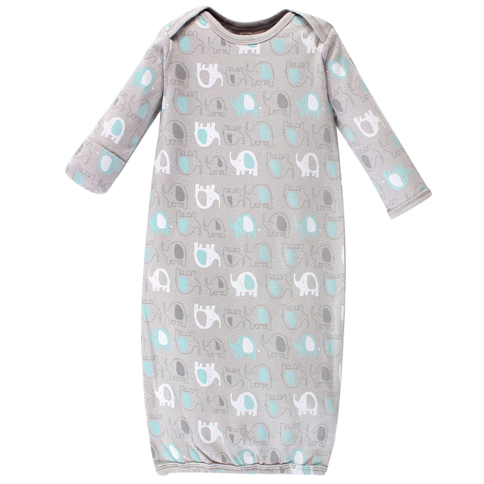Luvable Friends Cotton Gowns, Basic Elephant, Preemie-Newborn