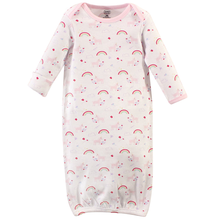 Luvable Friends Infant Girl Cotton Gowns, Unicorn, Preemie-Newborn