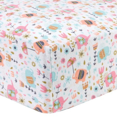 Trend Lab Playful Elephants Deluxe Flannel Fitted Crib Sheet
