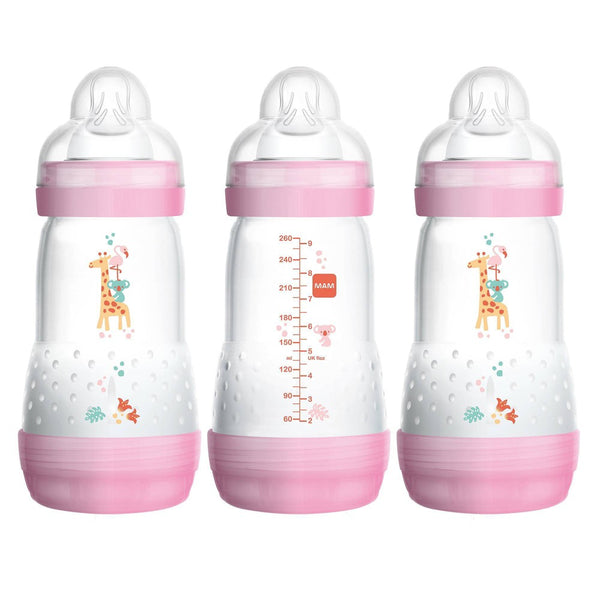 MAM Easy Active, Anti Colic Matte Bottle, 9oz Girl 3 Pack