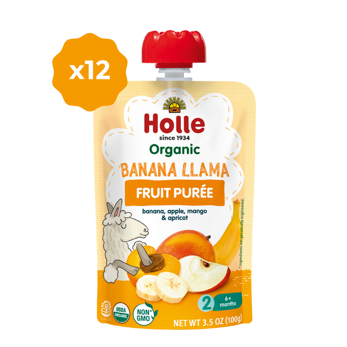 Holle Baby Food Pouches - Organic Fruit Puree - Banana Llama