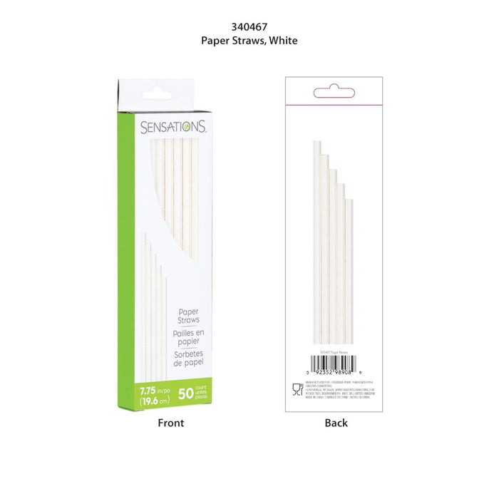 Party Decorations White 50Ct 7.75" Paper Straws (50/Pkg)