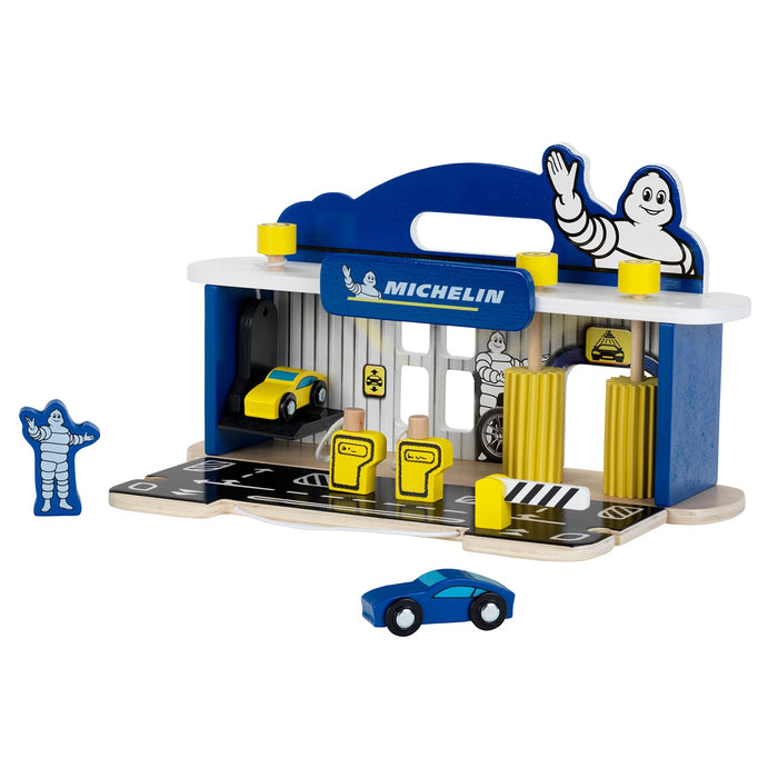 Theo Klein Michelin Car Service Station Kids Toy with 2 Cars for Ages 3 and Up