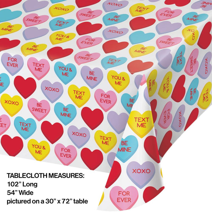 Party Decorations Candy Hearts Valentine's Day Plastic Table Cover (1/Pkg)