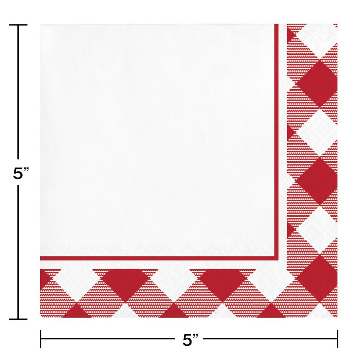 Party Decorations Classic Gingham Beverage Napkin (16/Pkg)