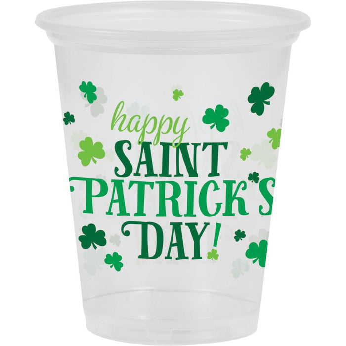 Party Decorations 16Oz Plastic Cup, Clear Happy St Pats (8/Pkg)