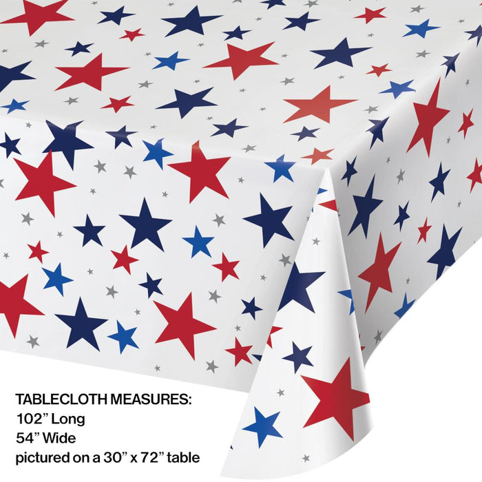 Party Decorations Patriotic Stars Paper Tablecover All Over Print 54X102 (1/Pkg)