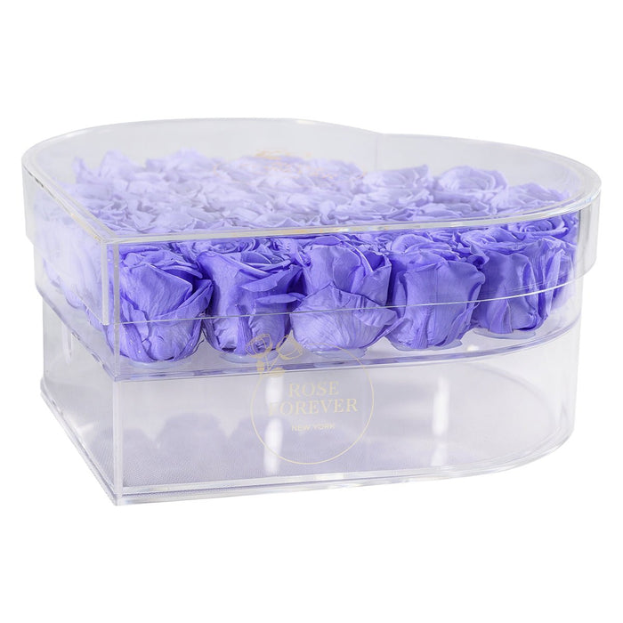 Rose Forever 35 Lavender Roses - Crystal Heart Box