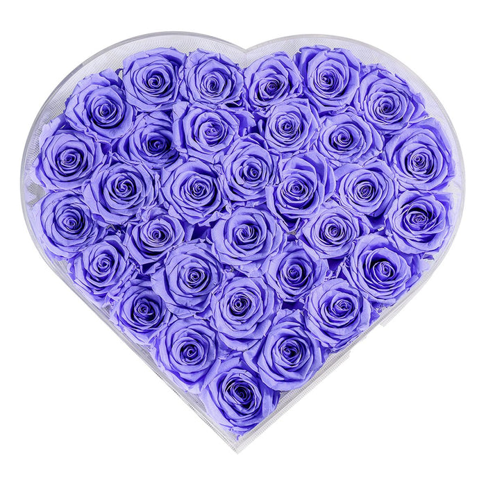 Rose Forever 35 Lavender Roses - Crystal Heart Box