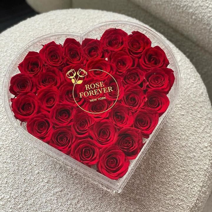 Rose Forever 35 Red Roses - Crystal Heart Box