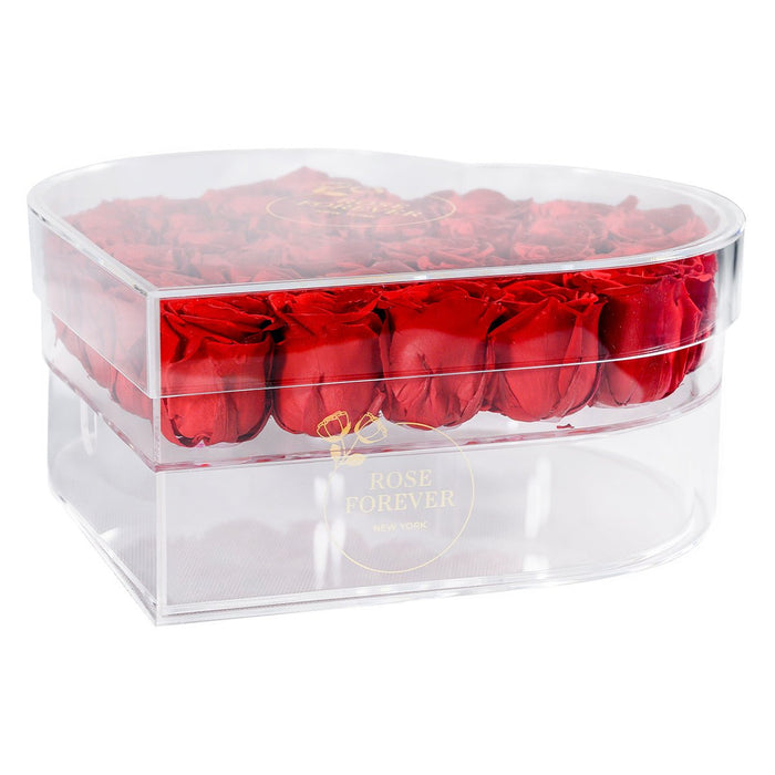 Rose Forever 35 Red Roses - Crystal Heart Box