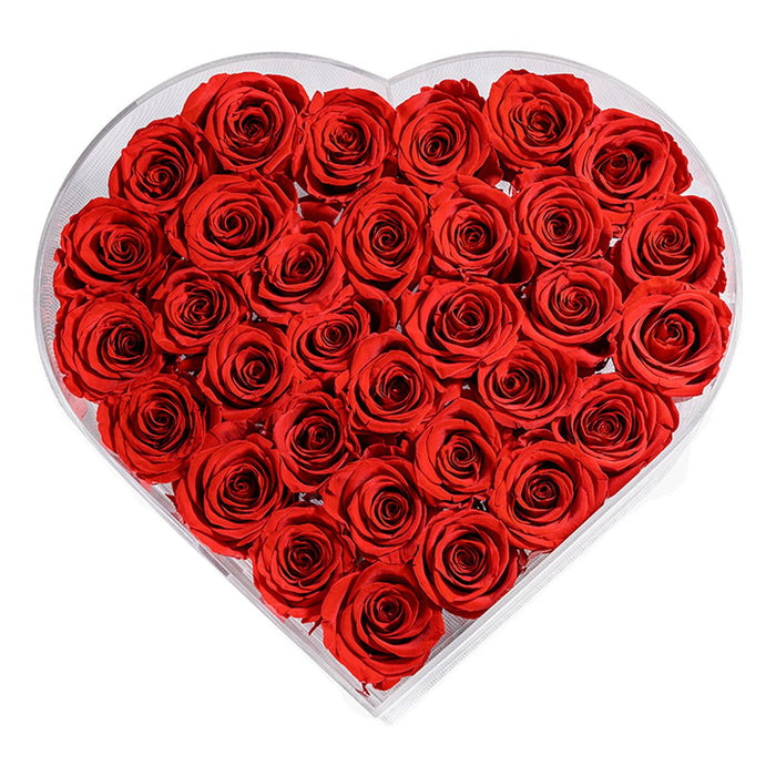 Rose Forever 35 Red Roses - Crystal Heart Box