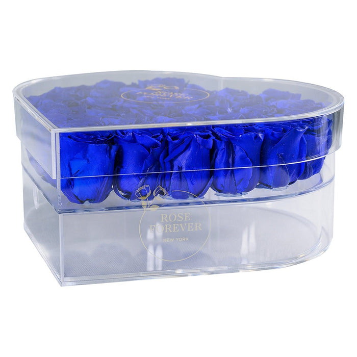 Rose Forever 35 Royal Blue Roses - Crystal Heart Box