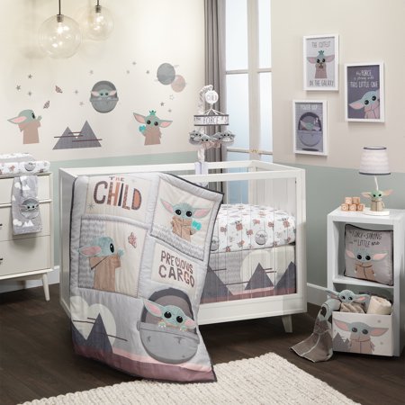 Lambs & Ivy Star Wars The Child Baby Yoda Nursery 3-Pc Crib Bedding Set