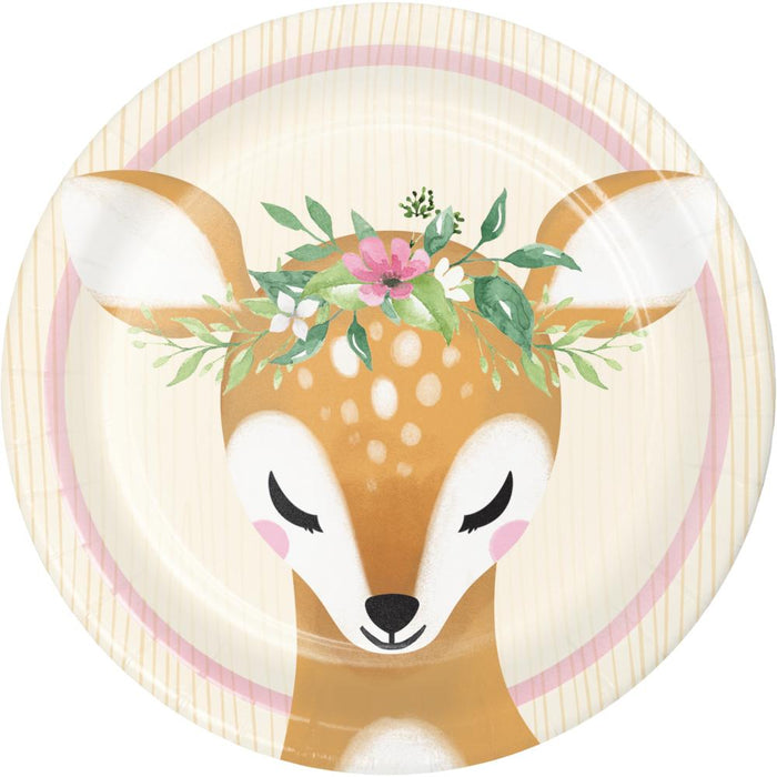 Party Decorations Deer Little One Paper Dessert Plate (8/Pkg)