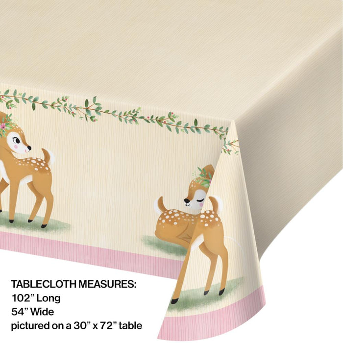 Party Decorations Deer Little One Paper Tablecover All Over Print, 54" X 102" (1/Pkg)