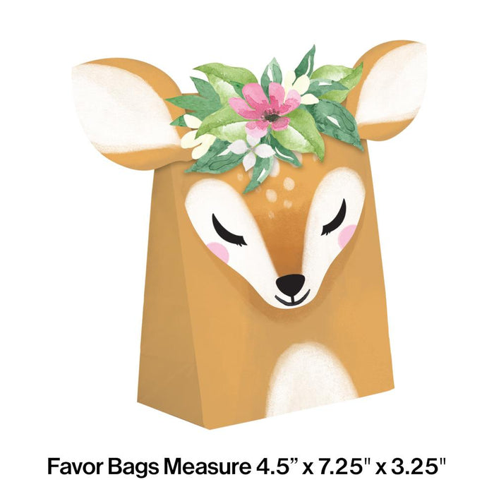 Party Decorations Deer Little One Paper Treat Bag With Attachments (8/Pkg)