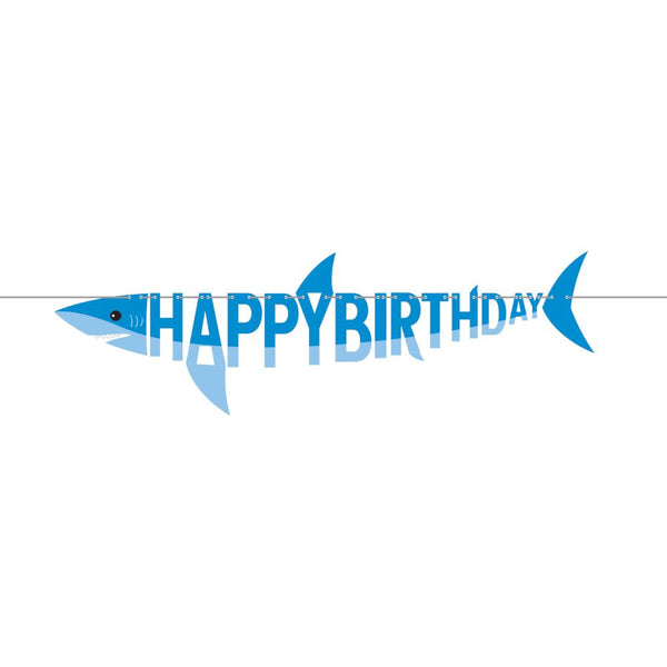 Party Decorations Shark Party Shaped Banner With Ribbon (1/Pkg)