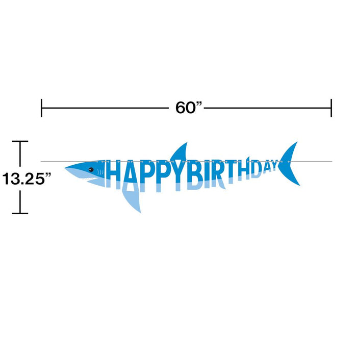 Party Decorations Shark Party Shaped Banner With Ribbon (1/Pkg)